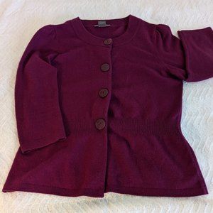 Peplum Style Cashmere Cardigan Sweater 3/4 sleeves